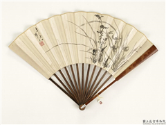 明陈元素画兰花　成扇,绘画,花草