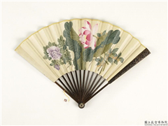 清人花卉　成扇,绘画,花草