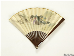 清人花鸟　成扇,绘画,翎毛,花草,山水