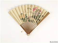 清人花鸟　成扇,绘画,翎毛,花草,树木,山水