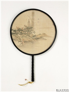 清人山水　成扇,绘画,山水,建筑,树木,翎毛