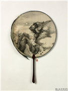 清人临流月夜　成扇,绘画,山水,花草,人物,建筑