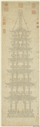 明王淑民书金刚经塔　轴,书法,绘画,建筑