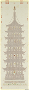 明人书妙法莲华经塔　轴,书法,绘画,佛道人物,建筑