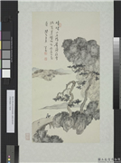 民国溥儒松下策蹇　轴,绘画,山水,树木,人物,走兽,建筑