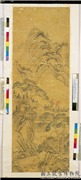 清冯景夏仿大痴笔意山水　轴,绘画,山水,人物,树木,建筑,器用