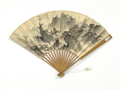 民国郑午昌万壑松云　成扇,绘画,山水,树木,建筑