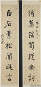 民国谭延闓行书七言联　轴,书法,