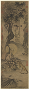 明戴进画罗汉　轴,绘画,佛道人物,走兽,树木,建筑,器用