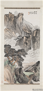 民国郑昶云峰观瀑　轴,绘画,山水,树木,人物