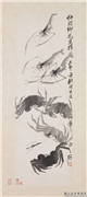 民国齐白石虾蟹　轴,绘画,水中动植物,草虫