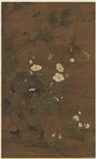 明商祚秋葵图　轴,绘画,花草,山水,草虫,树木