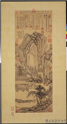 明刘珏清白轩图　轴,绘画,山水,建筑,器用,船,树木,佛道人物,人物