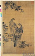 明林良画鹰　轴,绘画,翎毛,树木