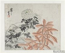 清吴熙载花卉册　册　锦葵,绘画,花草