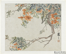 清吴熙载花卉册　册　凌霄,绘画,花草