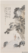 民国溥儒松阴归客　轴,绘画,树木,人物,山水,器用,花草