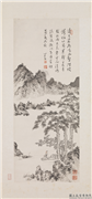 民国溥儒山水　轴,绘画,山水,树木,人物,船,花草