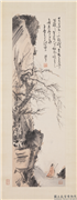 民国溥儒人物　轴,绘画,山水,树木,人物,器用,花草