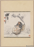 民国王震人物四屏　轴　铁僊,绘画,佛道人物,山水,器用