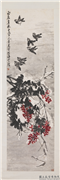 民国王震天竺羣雀　轴,绘画,花草,翎毛