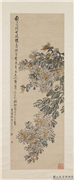 民国王震秋花璀璨　轴,绘画,花草