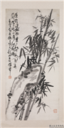 清蒲华墨竹　轴,绘画,树木,山水