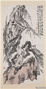 清蒲华梅花老树　轴,绘画,花草,山水