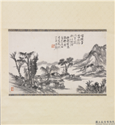 清蒲华青岚柳榭　轴,绘画,山水,树木,建筑
