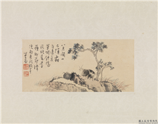 民国溥心畲三羊图　单片,绘画,走兽,山水,树木,花草