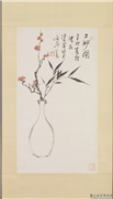 民国溥心畲二妙图　轴,绘画,花草,树木,器用