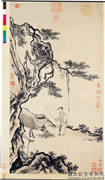 明周臣甯戚饭牛图　轴,绘画,经史-故事,人物,走兽,树木