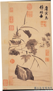 明唐寅临水芙蓉图　轴,绘画,花草,山水