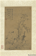 明蓝瑛仿云林树石　轴,绘画,树木,山水