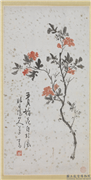 民国溥心畲花卉四屏　轴　石榴,绘画,花草