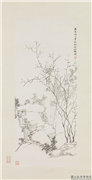 清黄易竹趣图　轴,绘画,树木,山水