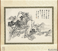 清张熊山水　轴,绘画,山水,树木,建筑,人物