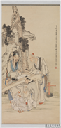 清钱慧安人物　轴,绘画,人物,山水,树木,器用,翎毛,建筑