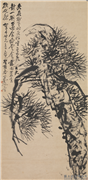 民国王震寒松图　镜片,绘画,树木