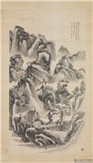 民国黄宾虹山隐幽居　轴,绘画,山水,树木,建筑