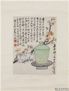 民国王震梅瓶　镜片,绘画,花草,器用