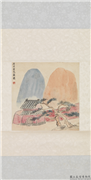 民国齐白石岱庙图　轴,绘画,建筑,山水,树木