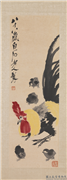民国齐白石雄鸡将雏图　轴,绘画,翎毛