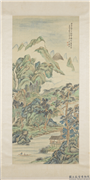 民国陆恢山水　轴,绘画,山水,树木,人物,建筑,船,走兽