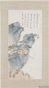 民国溥儒山水　轴,绘画,山水,船,树木