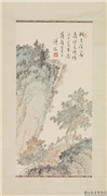 民国溥儒山水　轴,绘画,山水,树木,人物