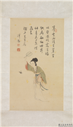 民国溥儒仕女图　轴,绘画,人物,器用,草虫