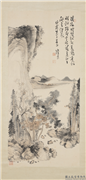 民国溥儒山水　轴,绘画,山水,树木