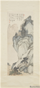 民国溥儒边关游子归　轴,绘画,山水,树木,建筑,人物,走兽