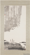 民国傅抱石後赤壁图　轴,绘画,山水,人物